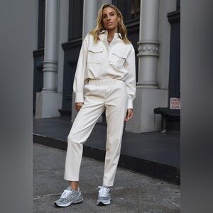 Women’s Ivory Vegan Leather Jogger